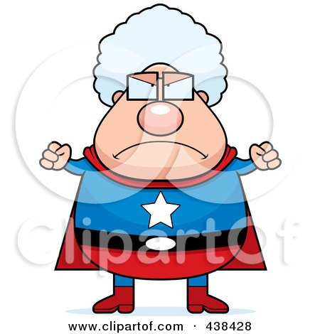 Royalty-Free (RF) Clipart Illustration of a Mad Plump Super Granny by Cory Thoman
