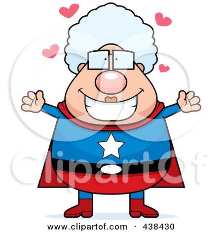 Royalty-Free (RF) Clipart Illustration of a Plump Super Granny With Open Arms by Cory Thoman