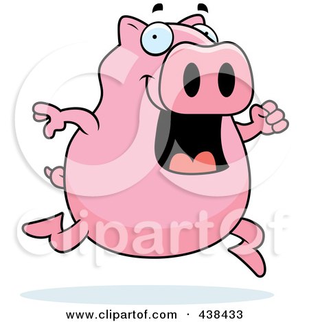 Royalty-Free (RF) Clipart Illustration of a Happy Pig Jumping by Cory Thoman