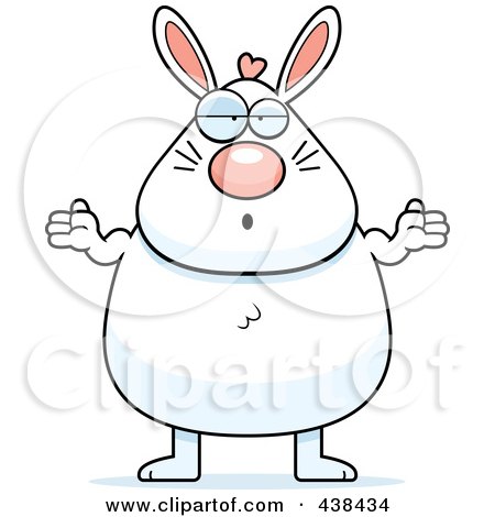 Royalty-Free (RF) Clipart Illustration of a Careless Chubby Bunny Shrugging by Cory Thoman