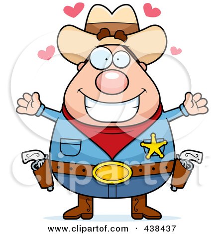 Royalty-Free (RF) Clipart Illustration of a Plump Cowboy Sheriff With Open Arms by Cory Thoman