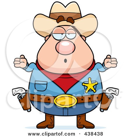 Royalty-Free (RF) Clipart Illustration of a Plump Cowboy Sheriff Shrugging by Cory Thoman