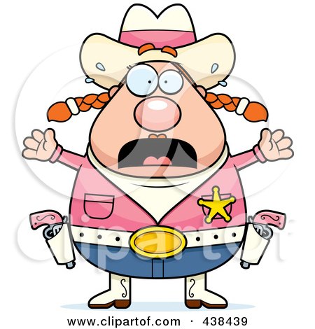 Royalty-Free (RF) Clipart Illustration of a Fearful Plump Female Sheriff by Cory Thoman