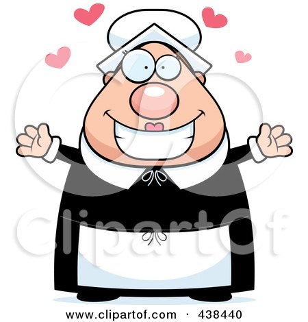 Royalty-Free (RF) Clipart Illustration of a Loving Plump Female Pilgrim With Open Arms by Cory Thoman