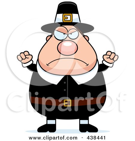 Royalty-Free (RF) Clipart Illustration of a Mad Pilgrim Waving His Fists by Cory Thoman