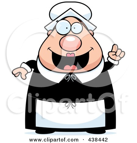 Royalty-Free (RF) Clipart Illustration of a Plump Female Pilgrim With An Idea by Cory Thoman