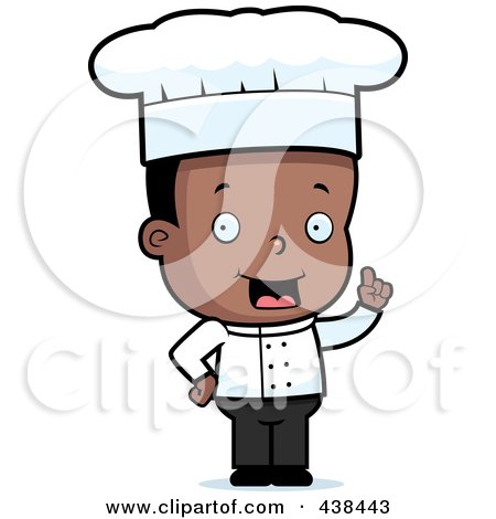Royalty-Free (RF) Clipart Illustration of a Black Toddler Boy Chef With An Idea by Cory Thoman