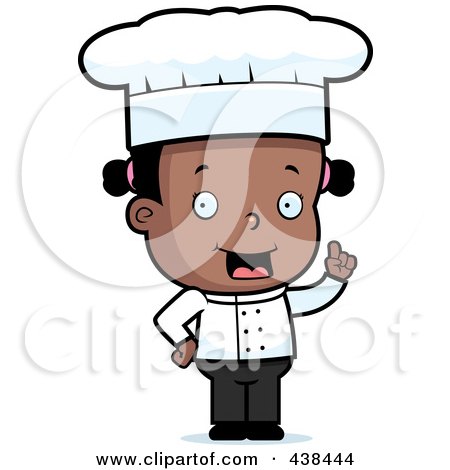 Royalty-Free (RF) Clipart Illustration of a Black Toddler Girl Chef With An Idea by Cory Thoman