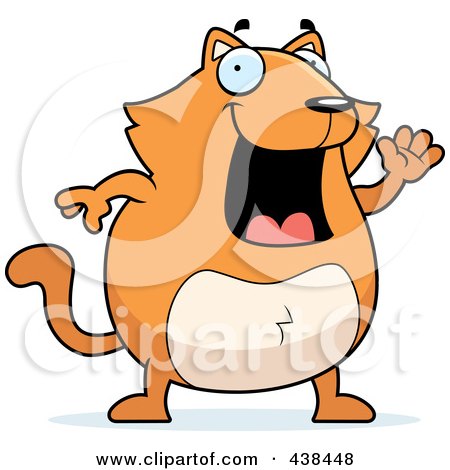 Royalty-Free (RF) Clipart Illustration of a Chubby Orange Cat Waving by Cory Thoman