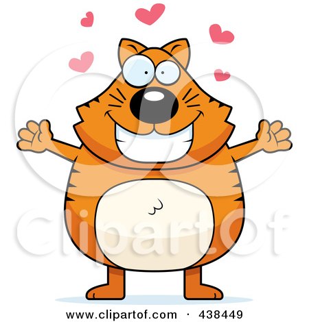 Royalty-Free (RF) Clipart Illustration of a Chubby Orange Cat With Open Arms by Cory Thoman