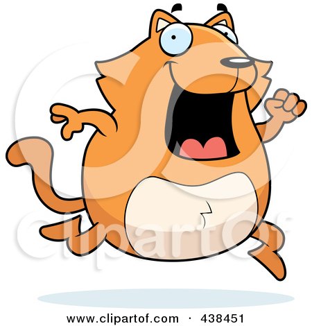 Royalty-Free (RF) Clipart Illustration of a Chubby Orange Cat Running by Cory Thoman
