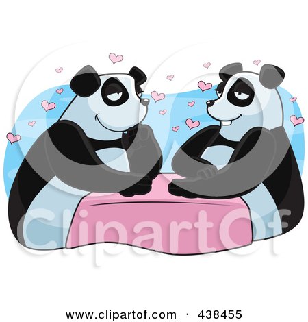 Royalty-Free (RF) Clipart Illustration of a Panda Couple by Cory Thoman