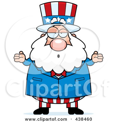 Royalty-Free (RF) Clipart Illustration of a Careless Plump Uncle Sam Shrugging by Cory Thoman