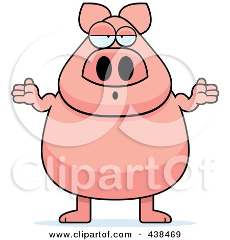 Royalty-Free (RF) Clipart Illustration of a Careless Pig Shrugging by Cory Thoman
