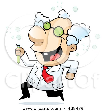 Royalty-Free (RF) Clipart Illustration of a Male Scientist Running With A Test Tube by Cory Thoman
