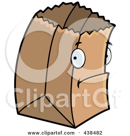 Royalty-Free (RF) Clipart Illustration of a Shy Paper Bag by Cory Thoman