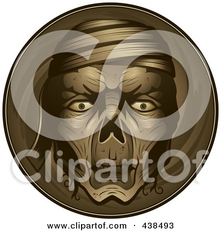 Royalty-Free (RF) Clipart Illustration of a Mummy Face Over A Circle by Cory Thoman