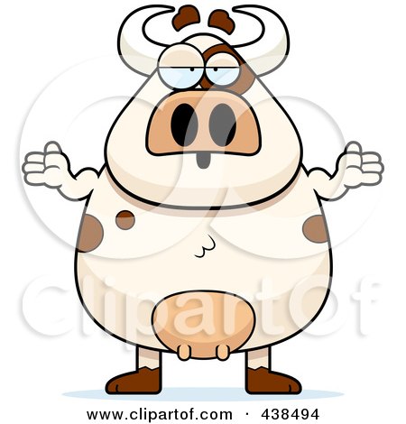 Royalty-Free (RF) Clipart Illustration of a Careless Cow Shrugging by Cory Thoman