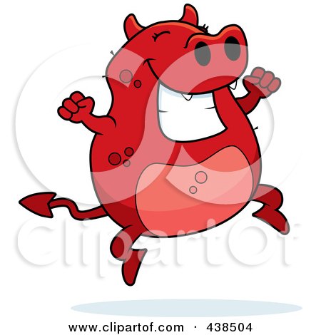 Royalty-Free (RF) Clipart Illustration of a Happy Jumping Devil by Cory Thoman