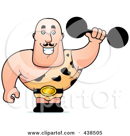 Royalty-Free (RF) Clipart Illustration of a Strongman Holding A Dumbbell by Cory Thoman