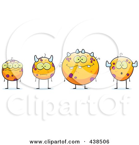 Royalty-Free (RF) Clipart Illustration of a Row of Orange Monsters by Cory Thoman