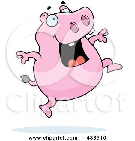 Royalty-Free (RF) Clipart Illustration of a Happy Hippo Jumping by Cory Thoman