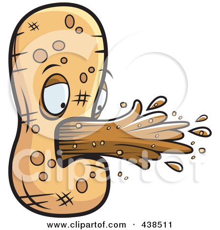 Royalty-Free (RF) Clipart Illustration of a Peanut Character Puking by Cory Thoman