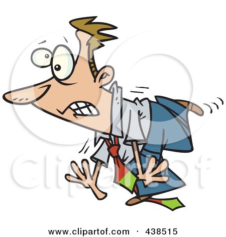 Royalty-Free (RF) Clip Art Illustration of a Clumsy Cartoon Businessman Tripping On His Own Tie by toonaday
