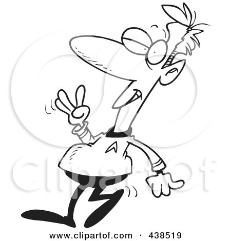 Royalty-Free (RF) Clip Art Illustration of a Cartoon Black And White Outline Design Of A Trekkie In Costume by toonaday