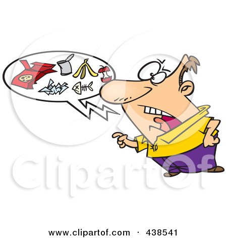 Royalty-Free (RF) Clip Art Illustration of a Cartoon Man Talking Trash by toonaday