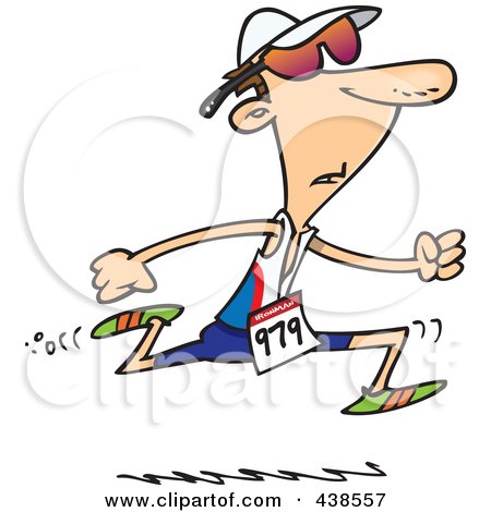 Royalty-Free (RF) Clip Art Illustration of a Cartoon Man Running In A Triathlon by toonaday