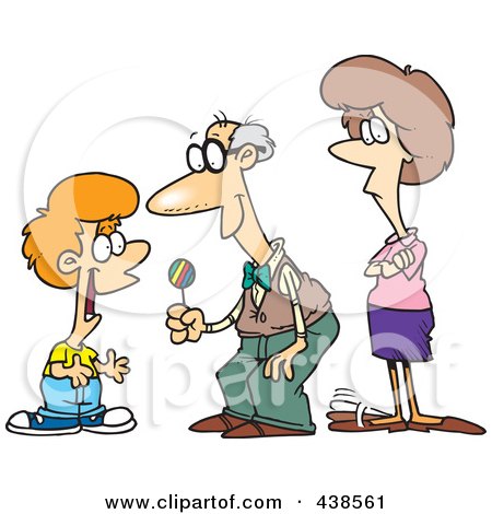 Royalty-Free (RF) Clip Art Illustration of a Cartoon Grandfather Giving Candy To His Grandson by toonaday