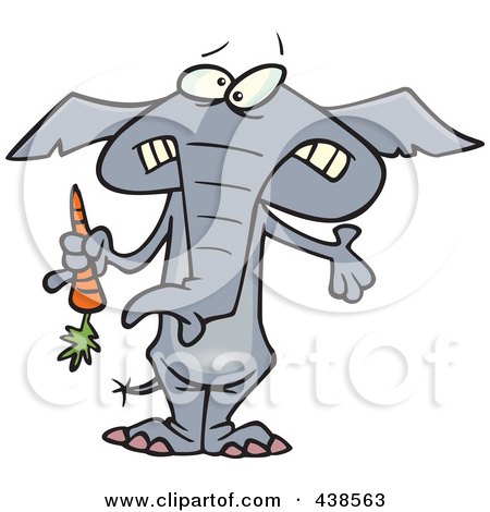 Royalty-Free (RF) Clip Art Illustration of a Cartoon Dieting Elephant Trimming Up By Eating Carrots by toonaday