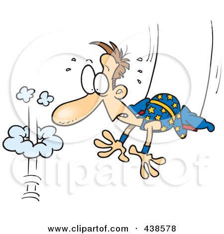 Royalty-Free (RF) Clip Art Illustration of a Cartoon Trapeze Artist Failing To Grab His Partner by toonaday