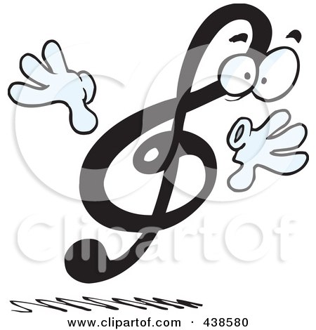 Royalty-Free (RF) Clip Art Illustration of a Cartoon Treble Clef by toonaday