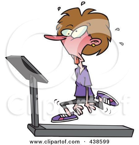 Royalty-Free (RF) Clip Art Illustration of a Cartoon Woman Jogging On A Treadmill by toonaday