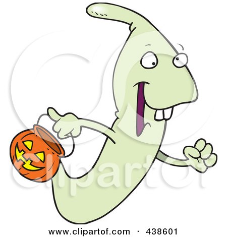 Royalty-Free (RF) Clip Art Illustration of a Cartoon Ghoul Out Trick Or Treating On Halloween by toonaday