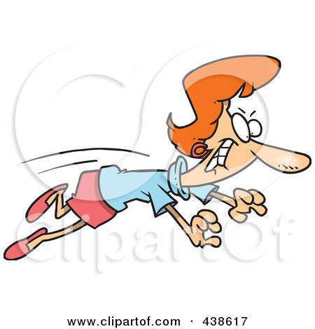 Royalty-Free (RF) Clip Art Illustration of a Cartoon Businesswoman Leaping For An Opportunity by toonaday