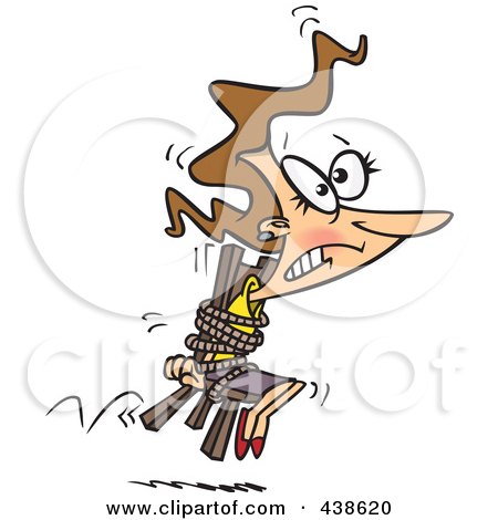 Royalty-Free (RF) Clip Art Illustration of a Cartoon Businesswoman Tied To A Chair And Working Overtime by toonaday