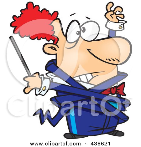 Royalty-Free (RF) Clip Art Illustration of a Cartoon Orchestra Conductor Tangled In His Jacket by toonaday