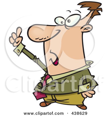 Royalty-Free (RF) Clip Art Illustration of a Cartoon Businessman Holding Up A Finger by toonaday