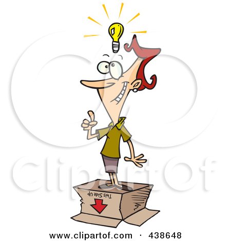 Royalty-Free (RF) Clip Art Illustration of a Cartoon Businesswoman With An Out Of The Box Idea by toonaday