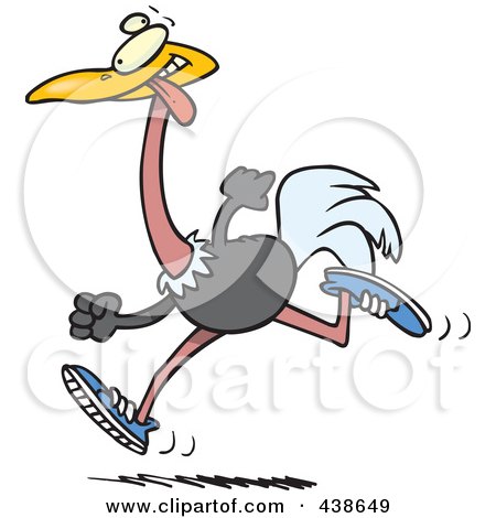 Royalty-Free (RF) Clip Art Illustration of a Cartoon Running Ostrich by toonaday