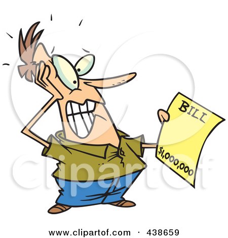 Royalty-Free (RF) Clip Art Illustration of a Cartoon Man Holding An Extreme Billing Statement by toonaday
