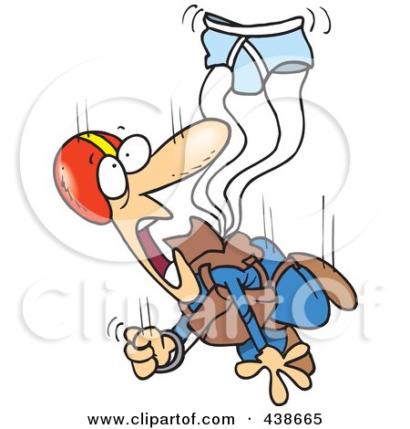 Royalty-Free (RF) Clip Art Illustration of a Cartoon Skydiver With An Underwear Parachute by toonaday