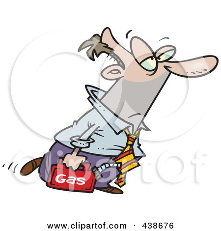 Royalty-Free (RF) Clip Art Illustration of a Cartoon Businessman Out Of Gas by toonaday