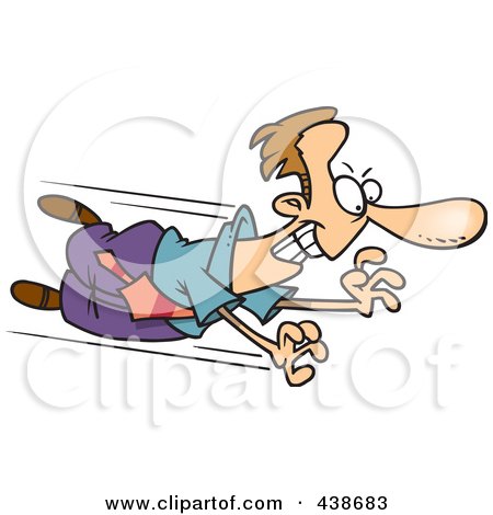 Royalty-Free (RF) Clip Art Illustration of a Cartoon Businessman Flying Towards An Opportunity by toonaday