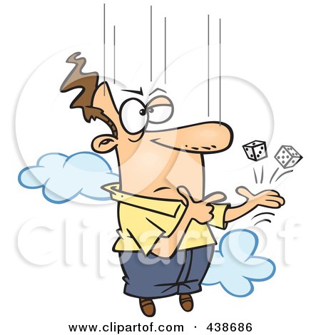Royalty-Free (RF) Clip Art Illustration of a Cartoon Man Falling From The Sky With Dice by toonaday
