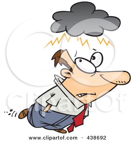 Royalty-Free (RF) Clip Art Illustration of a Cartoon Man With An Overcast Cloud Above His Head by toonaday