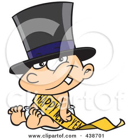Royalty-Free (RF) Clip Art Illustration of a Cartoon New Years Baby Sitting by toonaday